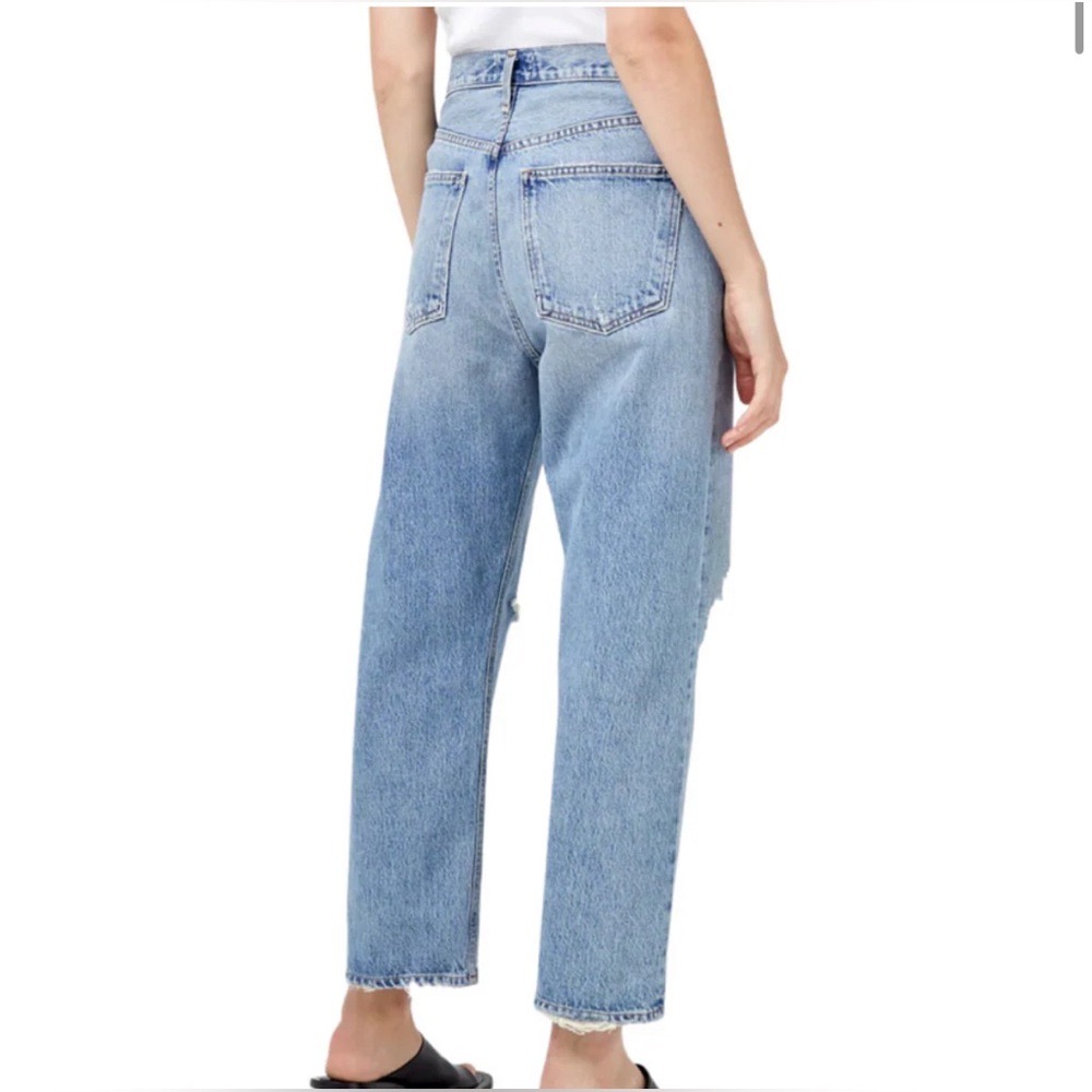 Agolde 90's Crop Mid Rise Jeans in Suspend Distressed Size 23 - Picture 3 of 7